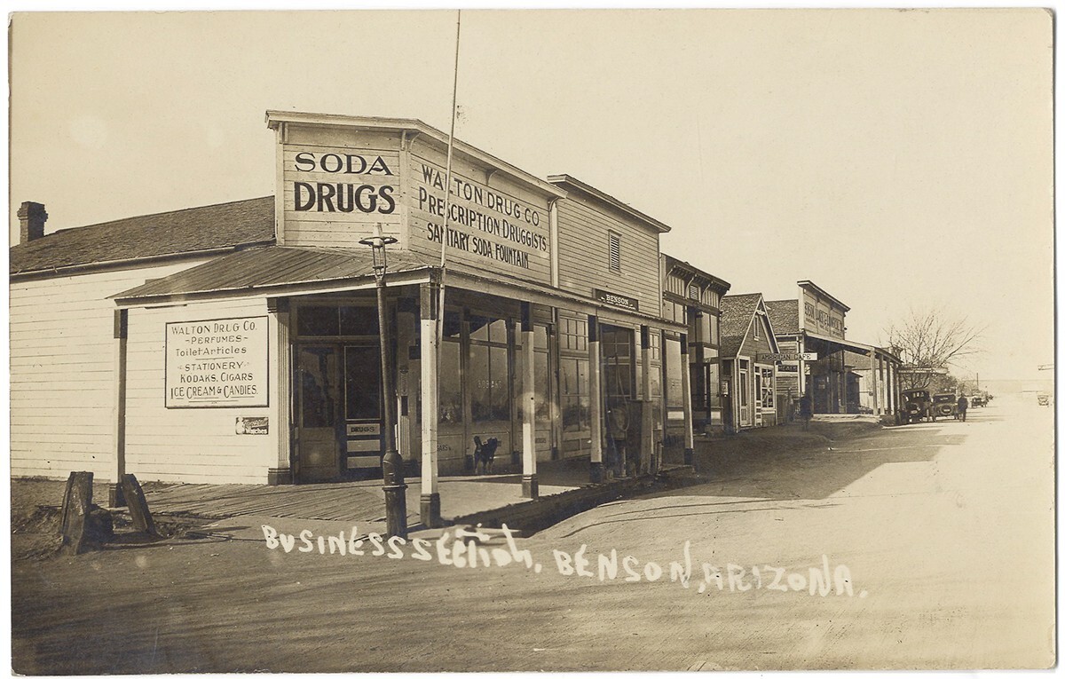 1910 BENSON ARIZONA Drug Store & Soda Fountain Kodaks RPPC Photo Postcard 1910 BENSON ARIZONA Drug Store & Soda Fountain Kodaks RPPC Photo Postcard