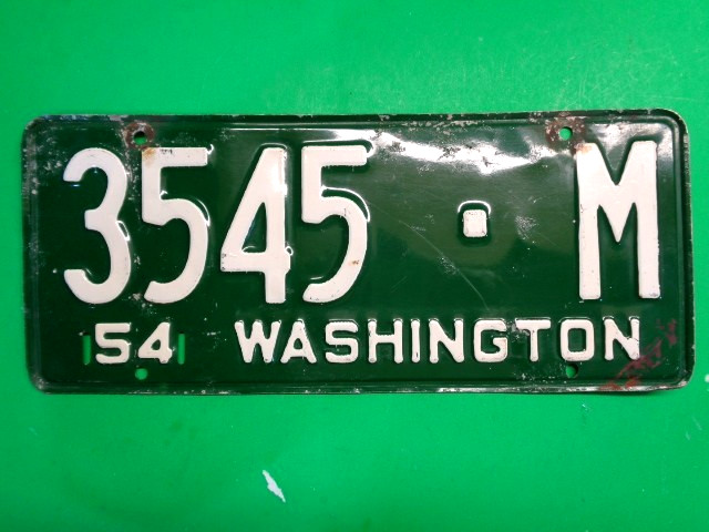 1954-1957 Fair vintage Washington State License Plate Single ( # 3545-M ) 1954-1957 Fair vintage Washington State License Plate Single ( # 3545-M )