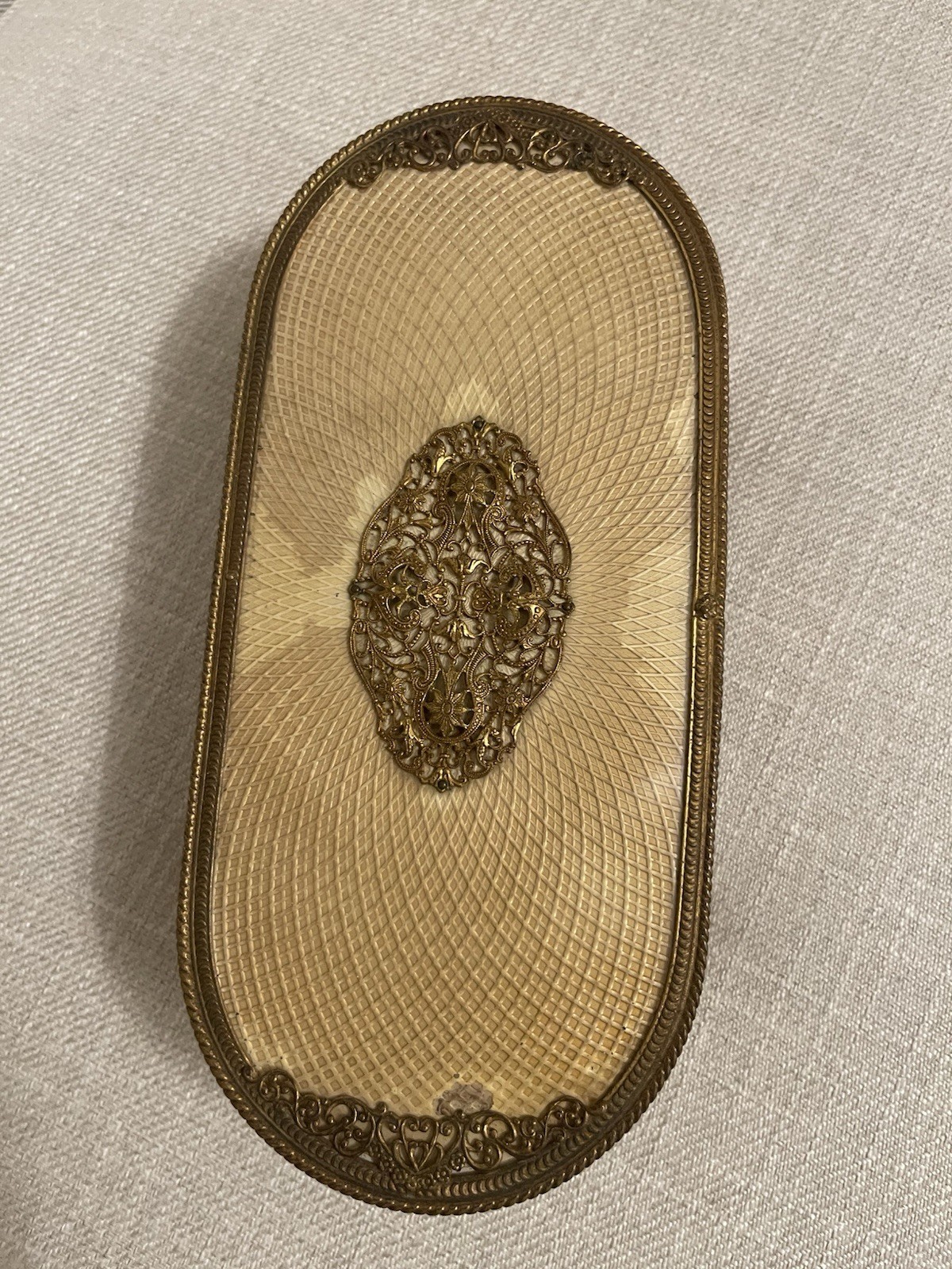 ANTIQUE GOLD ORMOLU FILIGREE METAL CASKET JEWELRY BOX ANTIQUE GOLD ORMOLU FILIGREE METAL CASKET JEWELRY BOX