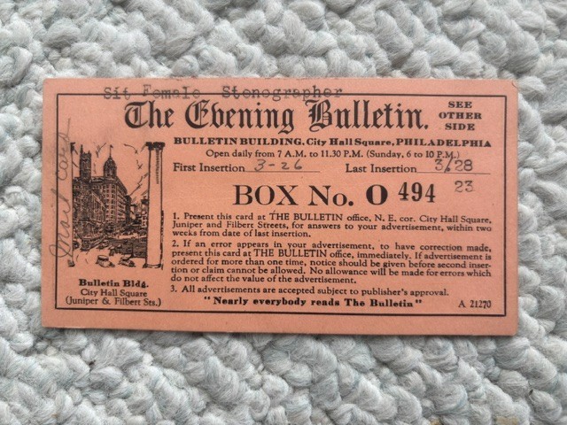 Vintage The Philadelphia Bulletin Newspaper Advertising Card