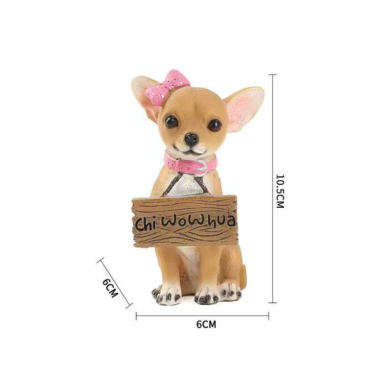 Hand-painted resin Chihuahua dog statue 10.5cm realistic figurine decor Hand-painted resin Chihuahua dog statue 10.5cm realistic figurine decor