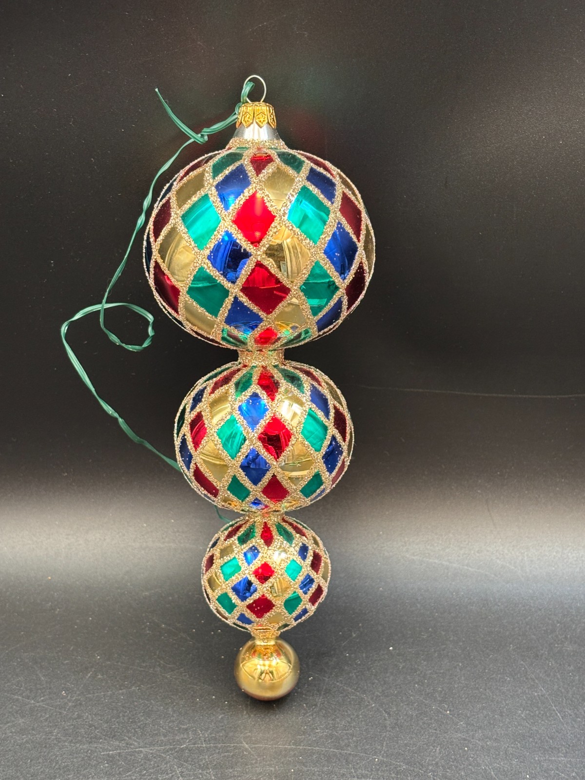 Christopher Radko "HARLEQUIN" Glass Ornament  ~ 4 Tier Drop ~ 9 1/2" Tall
