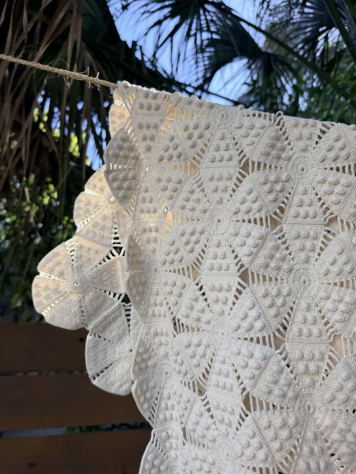 Antique Pristine Handmade Popcorn Stitch Crochet Bedspread Star Medallion 80x86 Antique Pristine Handmade Popcorn Stitch Crochet Bedspread Star Medallion 80x86