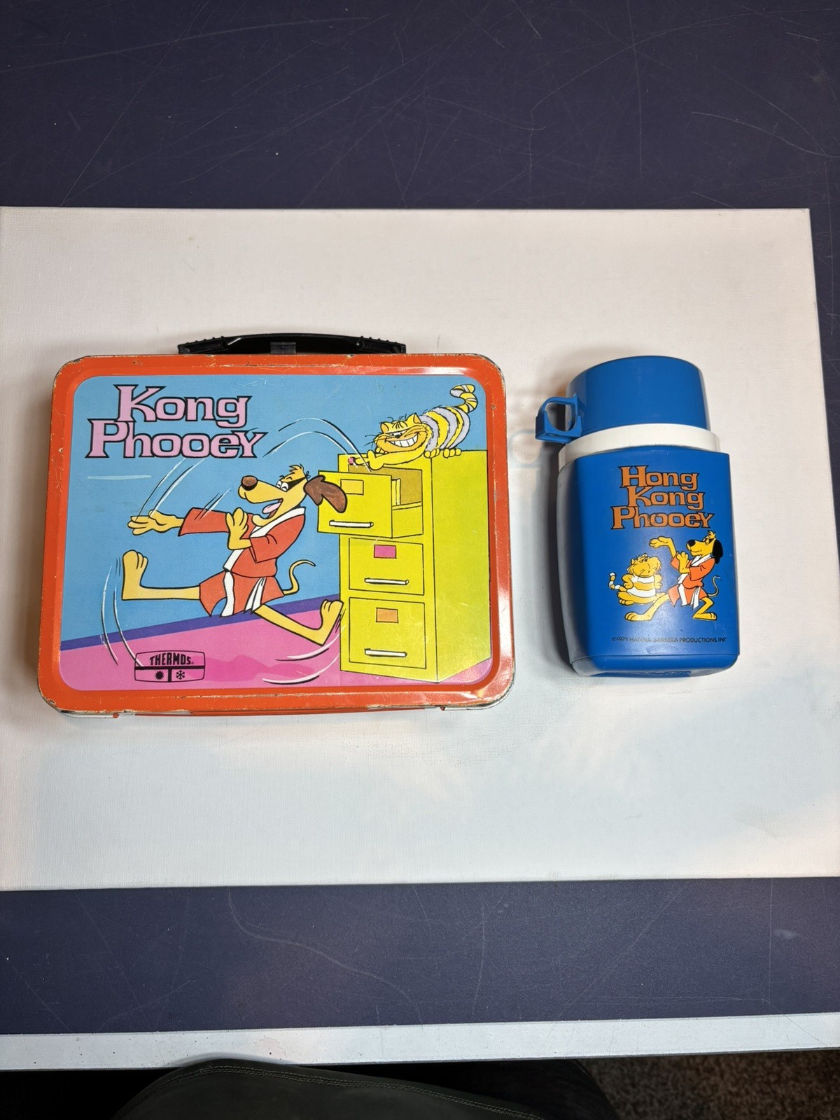 Vintage 1970s Hong Kong Phooey Lunchbox with Thermos Aladdin Industries Rare Vintage 1970s Hong Kong Phooey Lunchbox with Thermos Aladdin Industries Rare