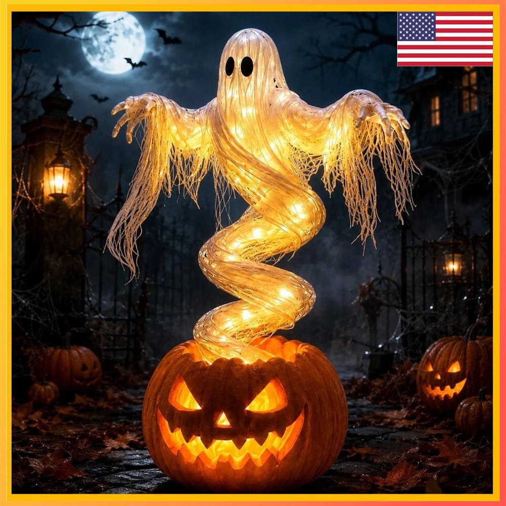 LED Swirling Ghost Pumpkin Yard Lamp | Lighted Halloween Garden Decor, Outdoor L LED Swirling Ghost Pumpkin Yard Lamp | Lighted Halloween Garden Decor, Outdoor L