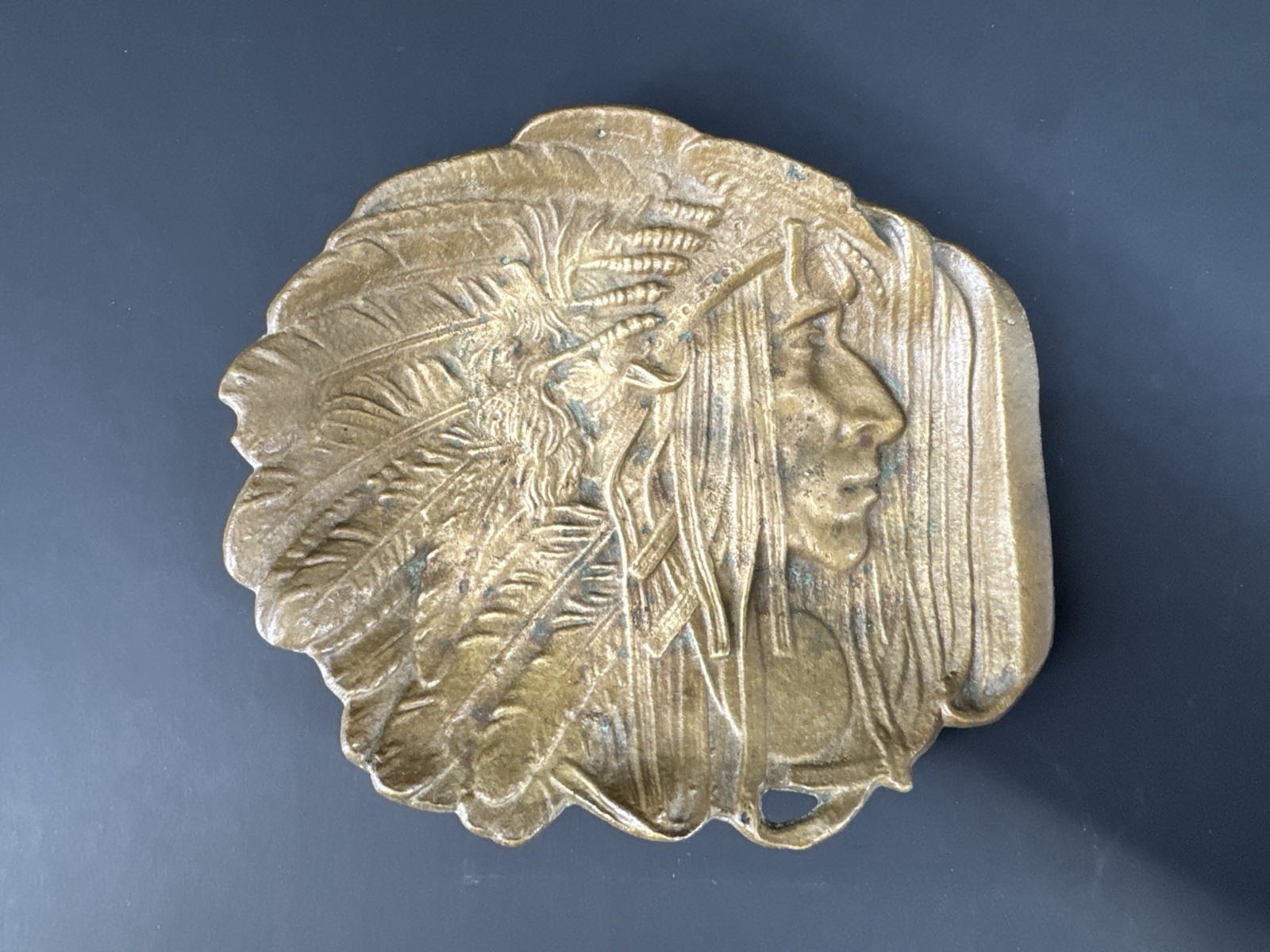 Vtg Bronze Native American Catch all Tray Vtg Bronze Native American Catch all Tray