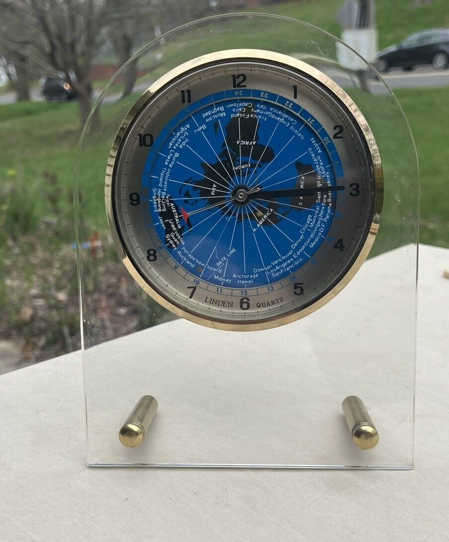 Vintage Linden Quartz GMT International World Time Alarm Clock