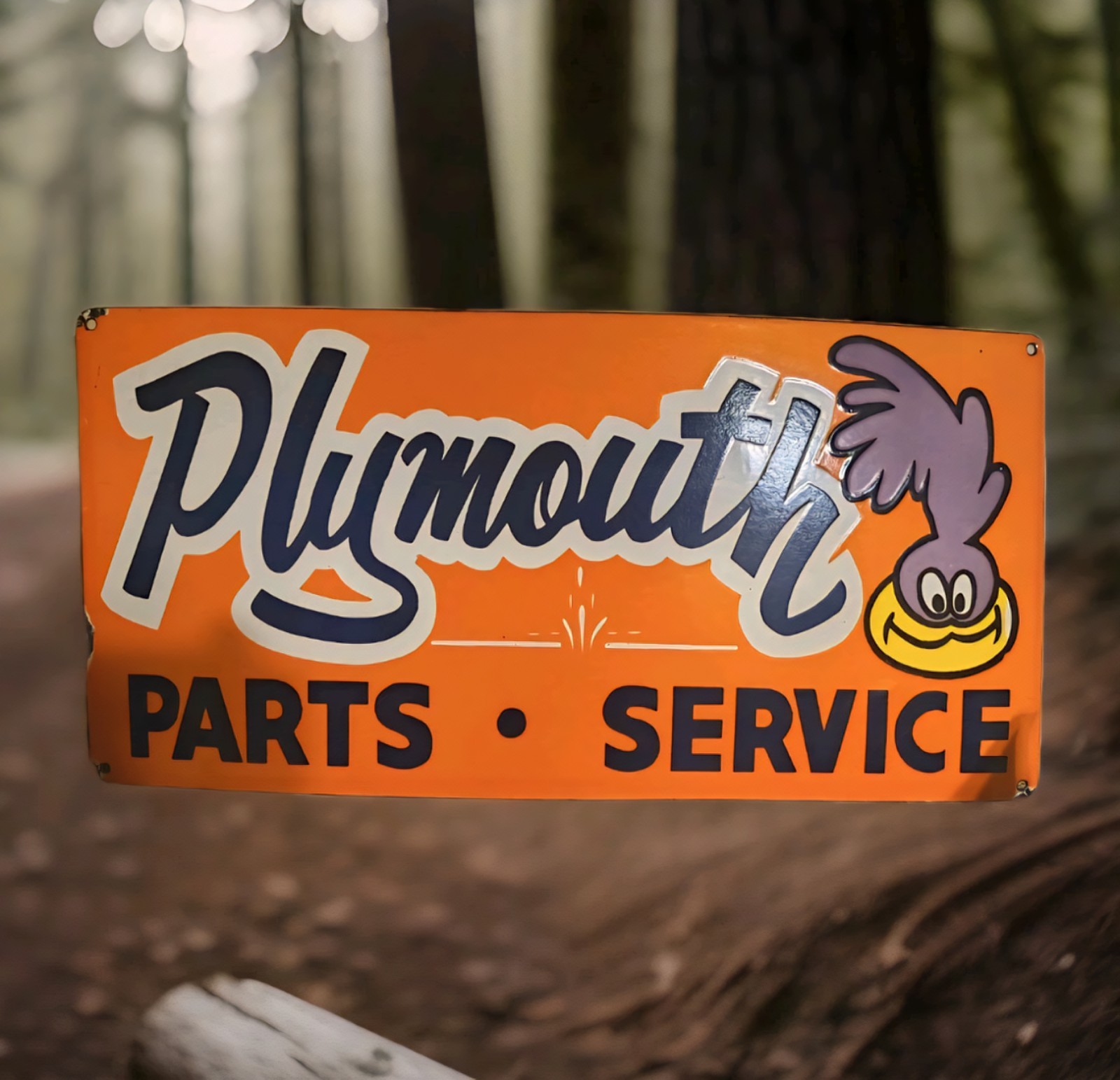 VINTAGE RARE LARGE PLYMOUTH SALES SERVICE STATION DEALER PORCELAIN METAL SIGN VINTAGE RARE LARGE PLYMOUTH SALES SERVICE STATION DEALER PORCELAIN METAL SIGN