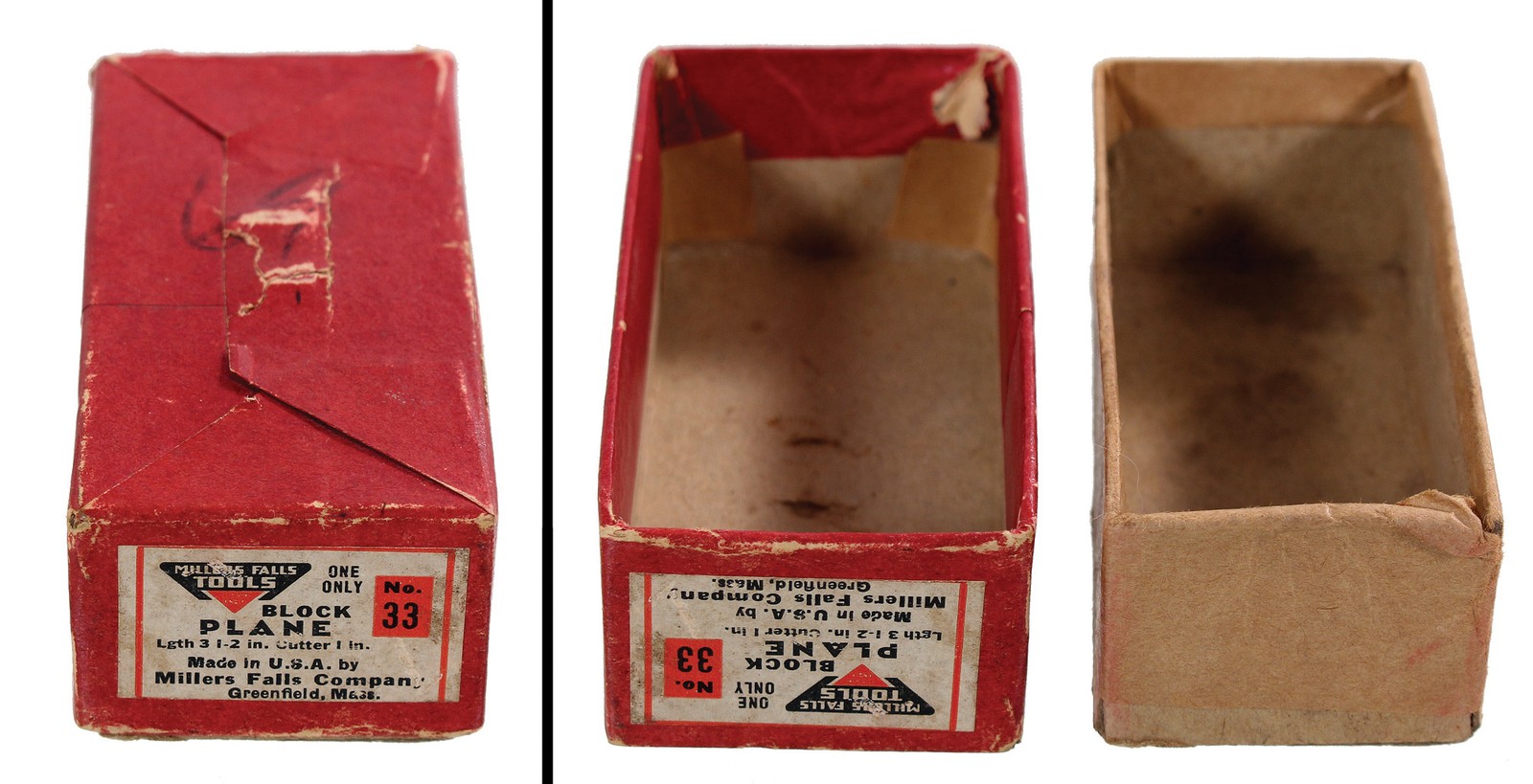 Orig. Pasteboard Box for Millers Falls No. 33 "Toy"  Block Plane -mjdtoolparts