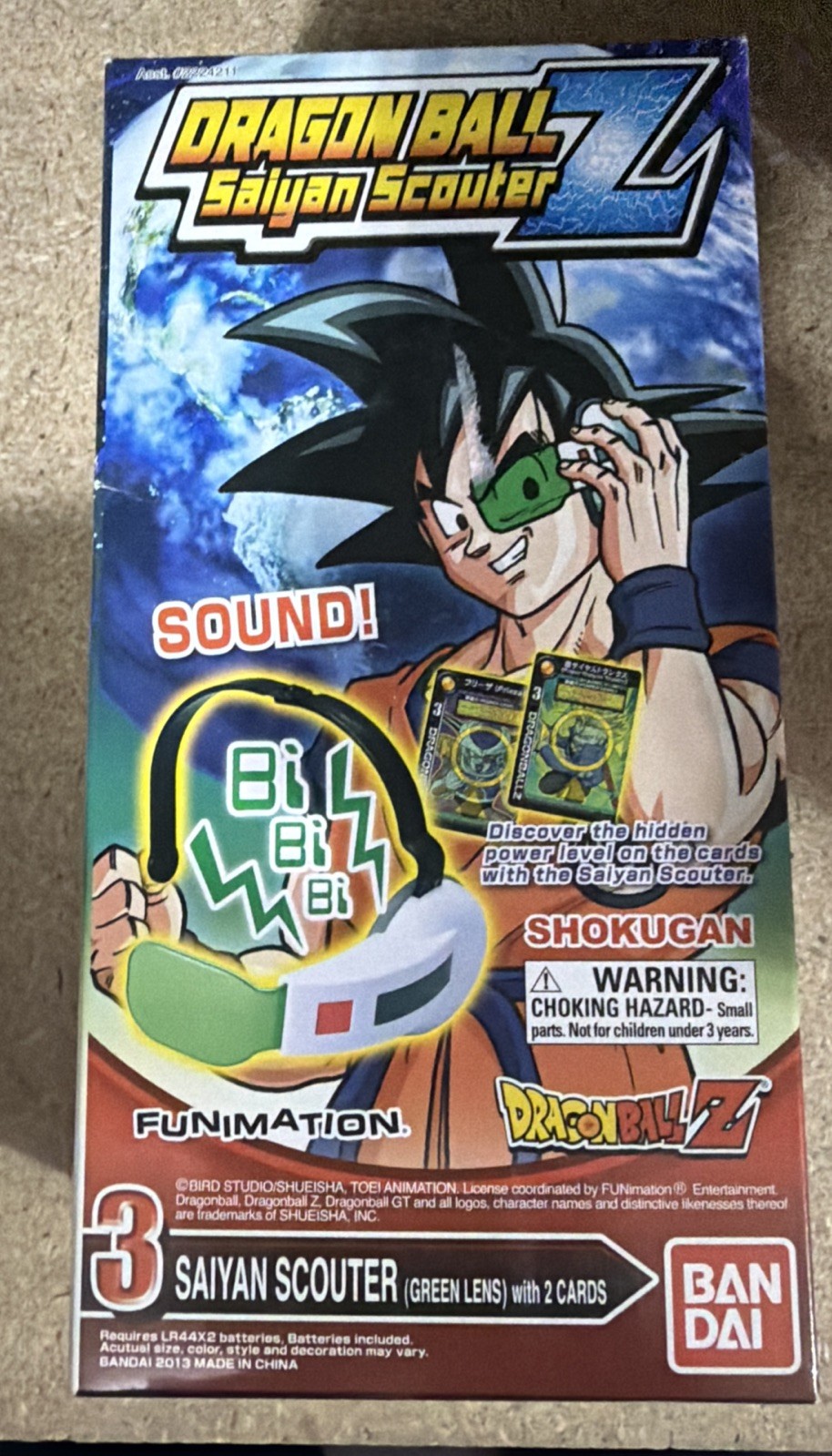 Bandai Dragon Ball Z Saiyan Scouter Green Lens w/ 2 Cards New with sound