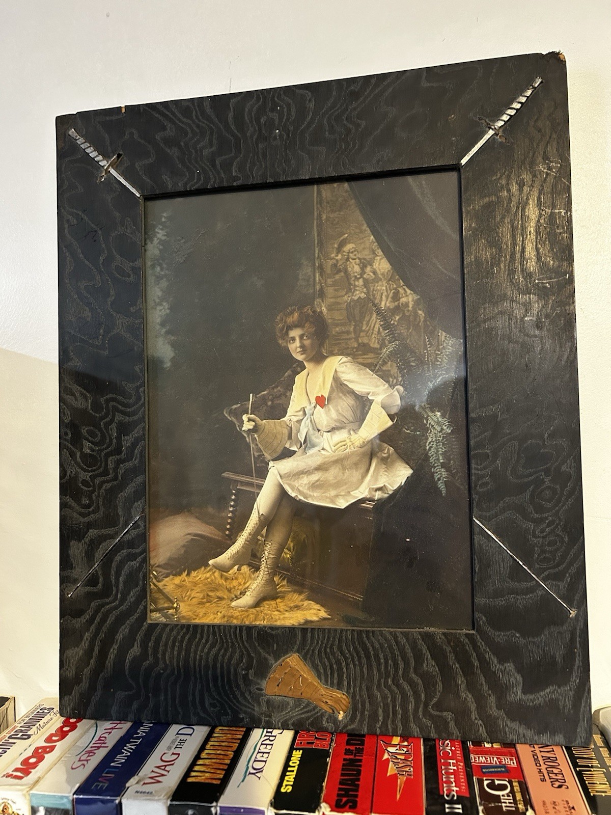 Antique Theatrical Woman Portrait Folk Art Fencing Oddity