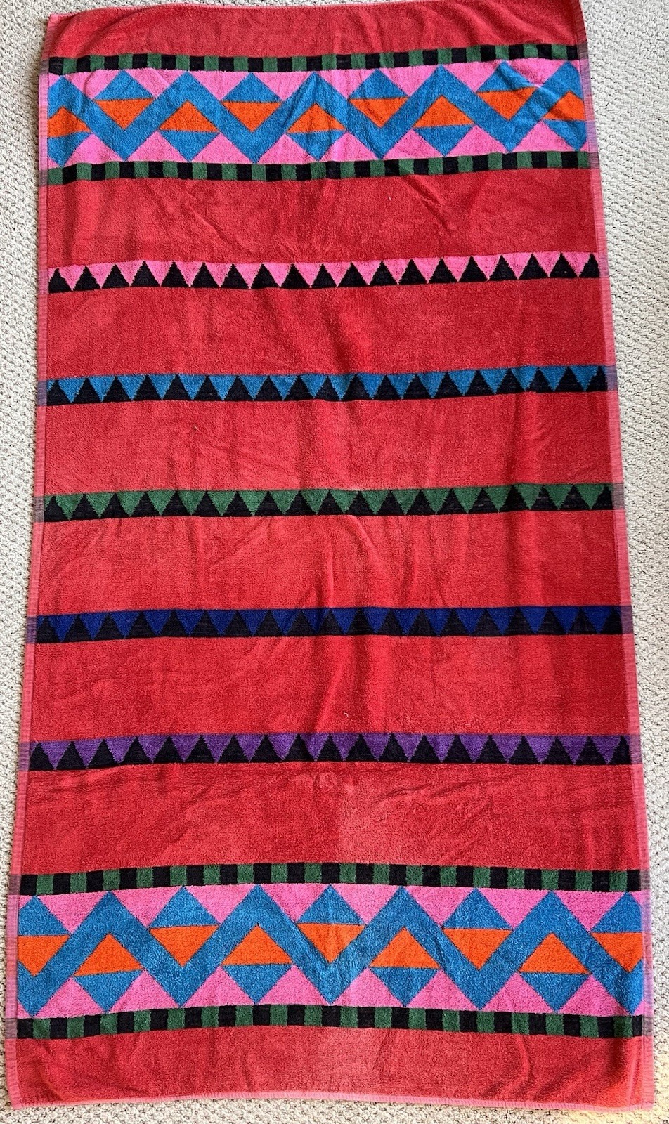VTG Royal Terry Geometric Southwestern Beach Towel Colorful Brazil 30x56 VTG Royal Terry Geometric Southwestern Beach Towel Colorful Brazil 30x56