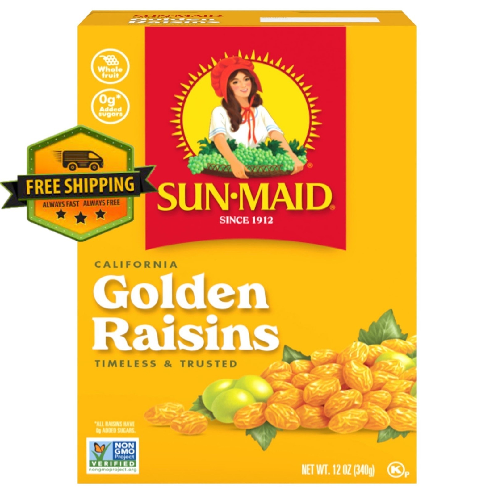 Sun-Maid California Golden Raisins, 12-ounce bag in a box Sun-Maid California Golden Raisins, 12-ounce bag in a box