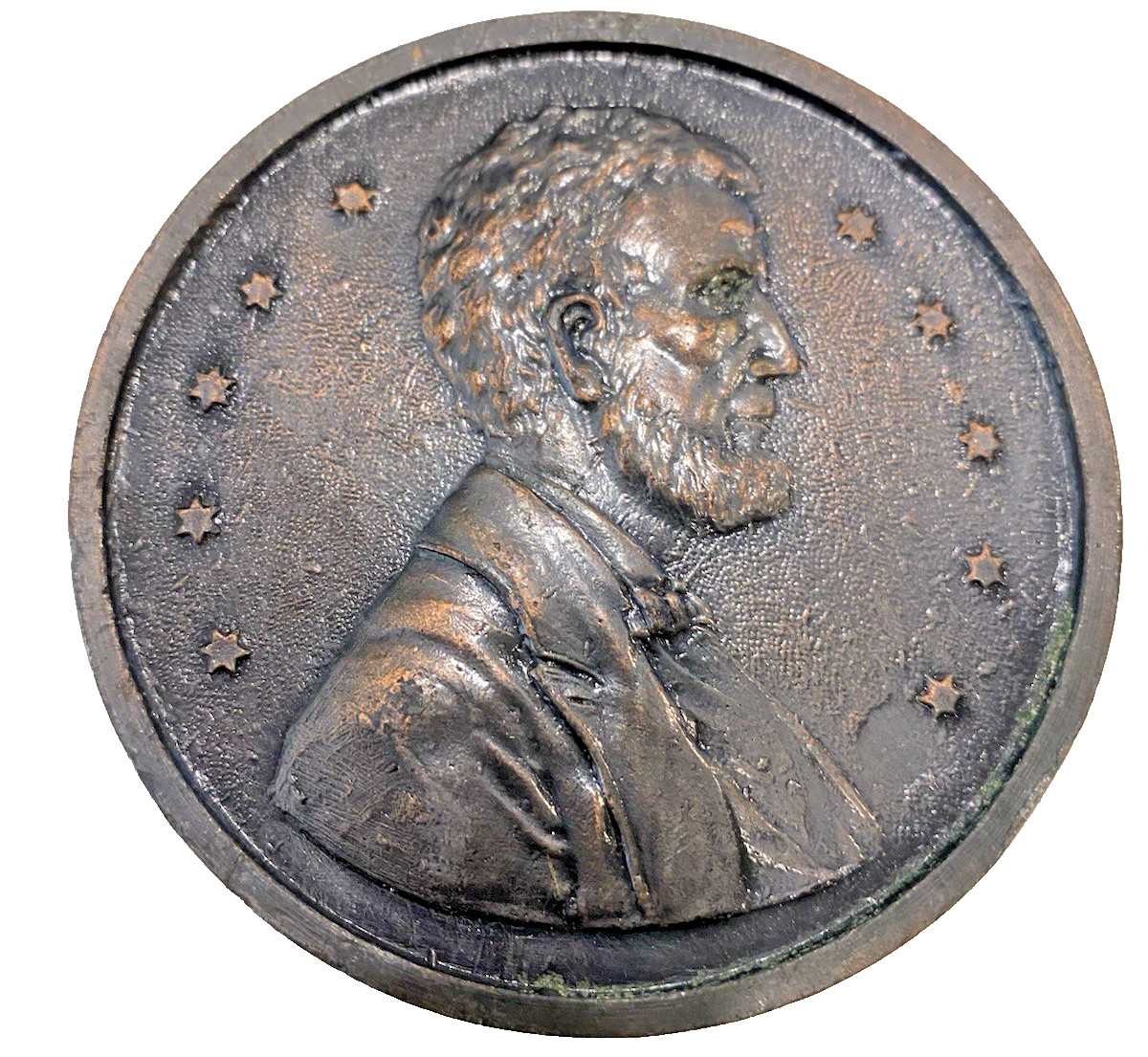 1933 Souvenir High Relief Lincoln 3” Penny Chicago Worlds Fair Vintage