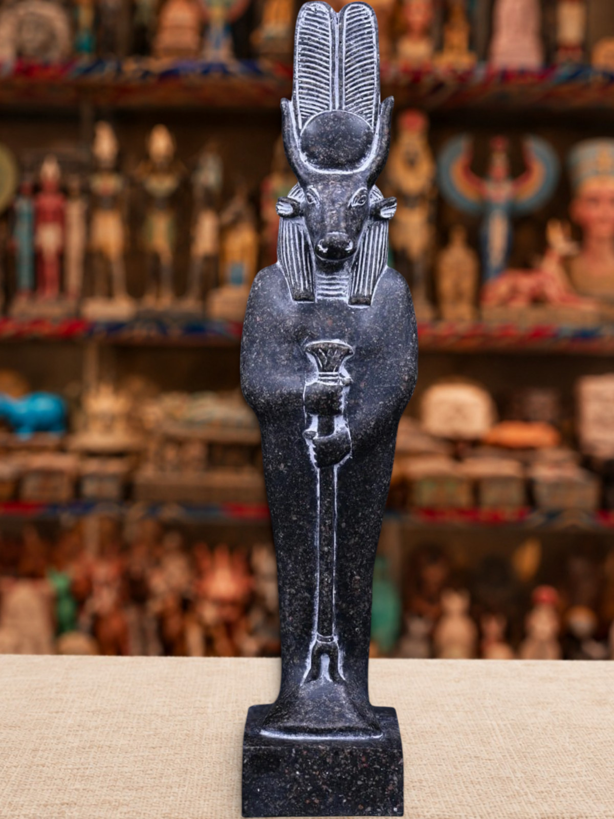 Black Granite Egyptian Goddess Hathor Goddess of Love Statue Home Decor Black Granite Egyptian Goddess Hathor Goddess of Love Statue Home Decor