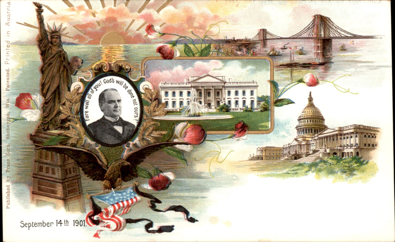 New York City McKinley Statue of Liberty c1901 Franz Zorn Private Mailing Card New York City McKinley Statue of Liberty c1901 Franz Zorn Private Mailing Card