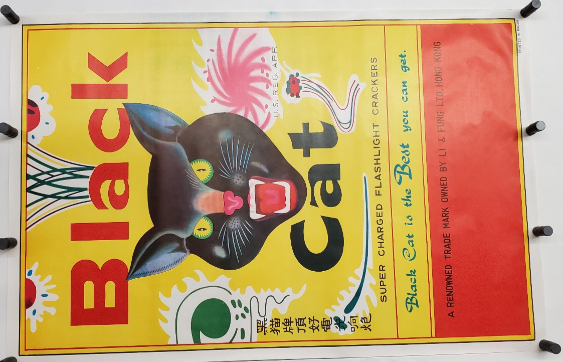 Vintage Li and Fung Black Cat Fireworks 24" x 36" Poster Vintage Li and Fung Black Cat Fireworks 24" x 36" Poster