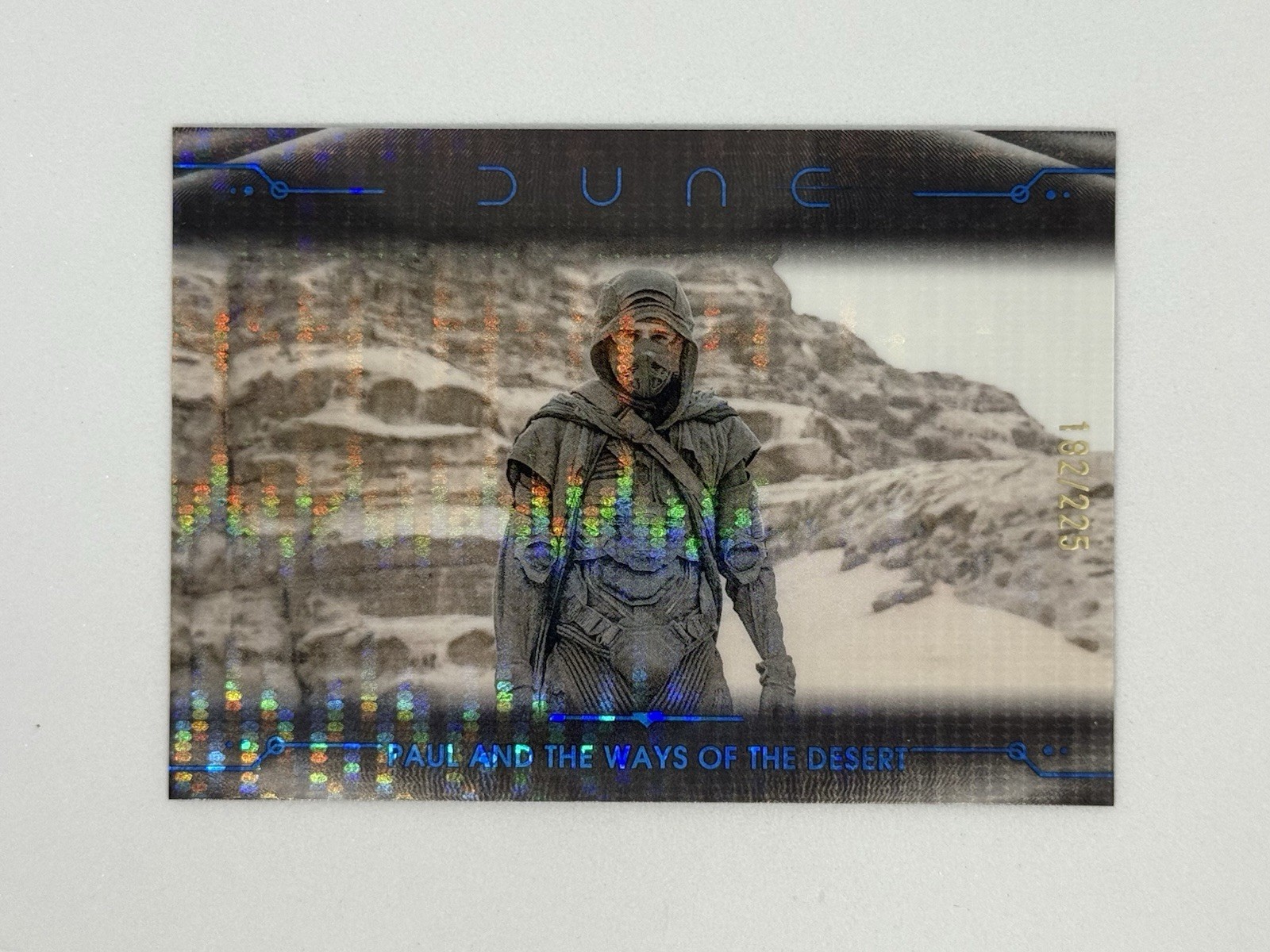 2024 Topps Chrome Dune Paul and the Ways of the Desert #78 Blue Sonar /225 2024 Topps Chrome Dune Paul and the Ways of the Desert #78 Blue Sonar /225