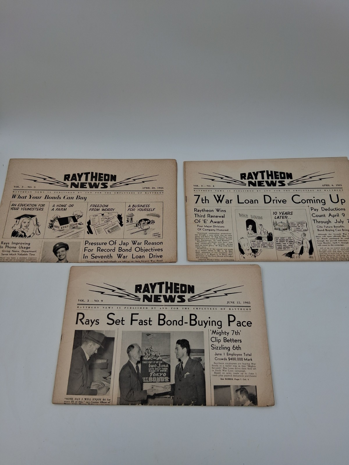 Raytheon News Company Newspaper Lot 3 Issues April 6 & 20th June 15th 1945 Read Raytheon News Company Newspaper Lot 3 Issues April 6 & 20th June 15th 1945 Read