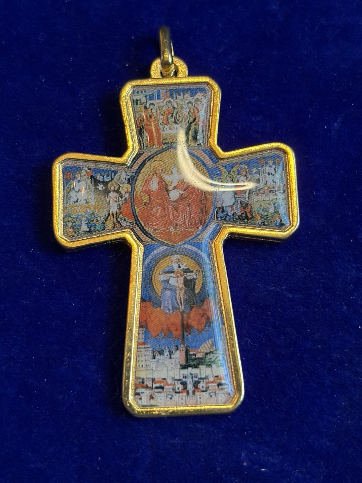 Italy Gold Cross Miniature Story of Jesus Beautiful Vintage Pendant Vatican Italy Gold Cross Miniature Story of Jesus Beautiful Vintage Pendant Vatican