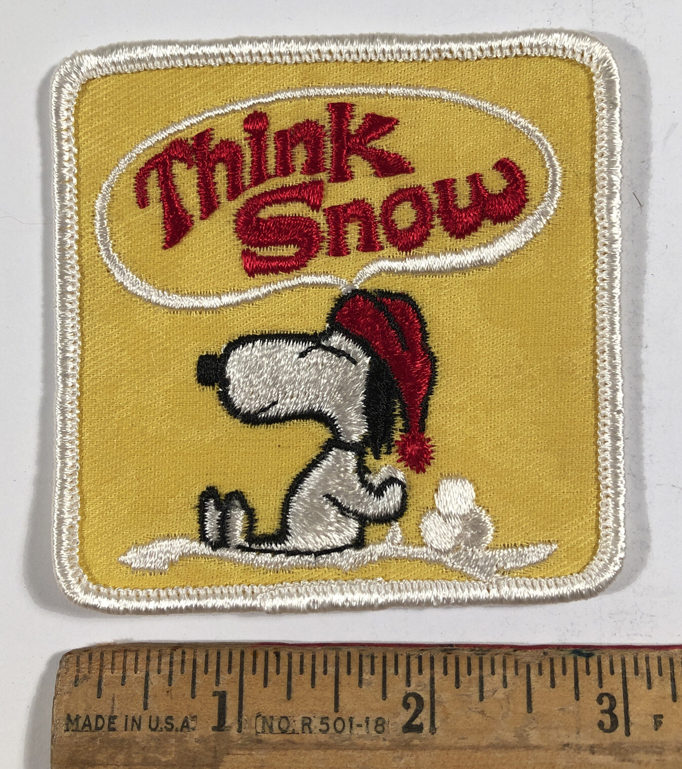 Vintage Snoopy Think Snow Embroidered Patch Peanuts Gang Skiing Snowmobile Vintage Snoopy Think Snow Embroidered Patch Peanuts Gang Skiing Snowmobile