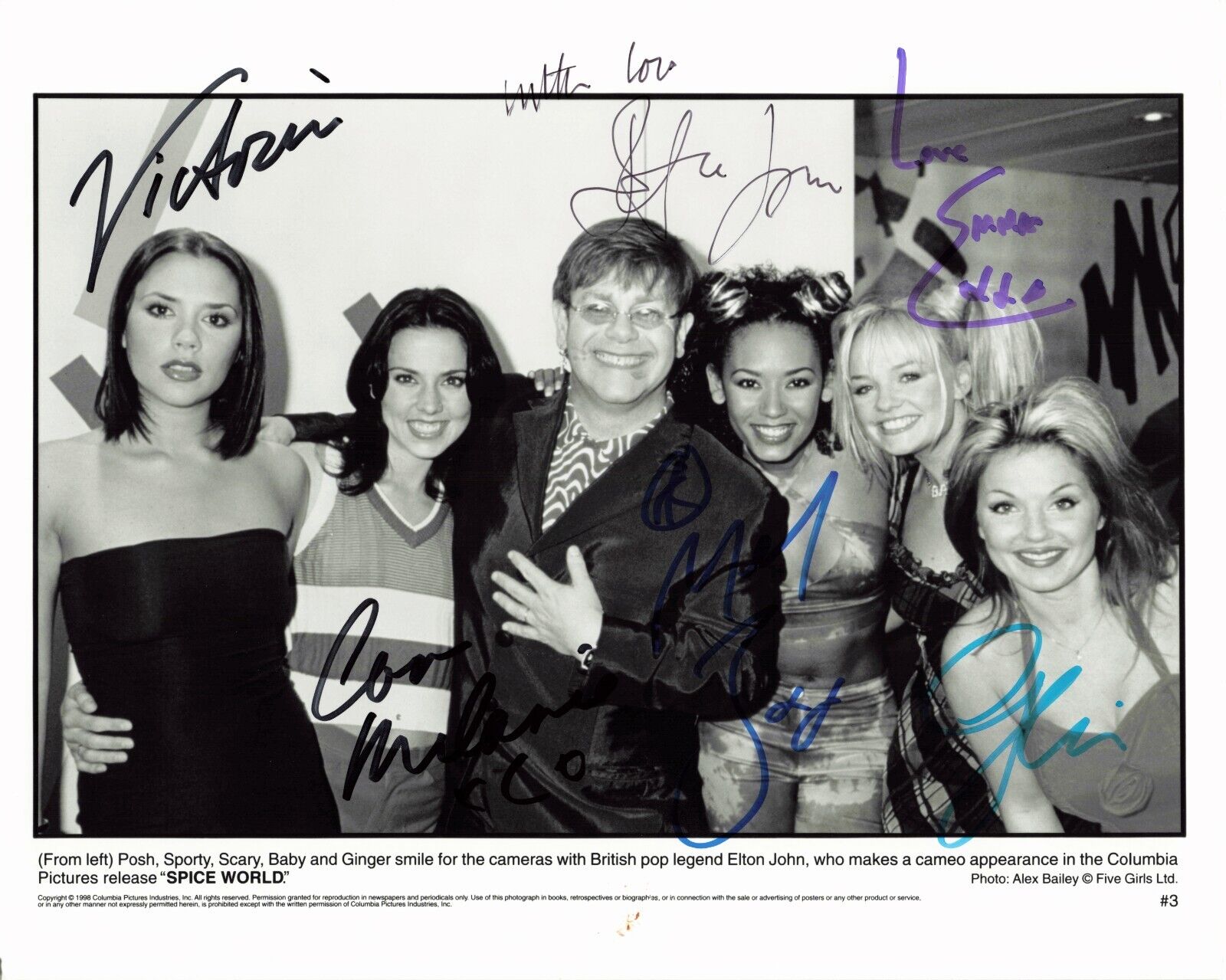 Elton John & The Spice Girls 6x Signed 8x10 Photo Autographed