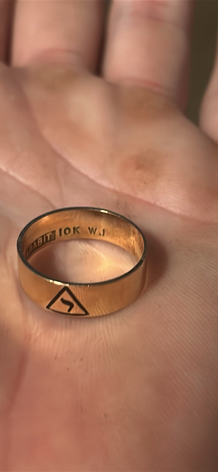 Vintage 10K Yellow Gold Masonic Ring Band WJ Virtus Junxit Mors Non Separabit Vintage 10K Yellow Gold Masonic Ring Band WJ Virtus Junxit Mors Non Separabit