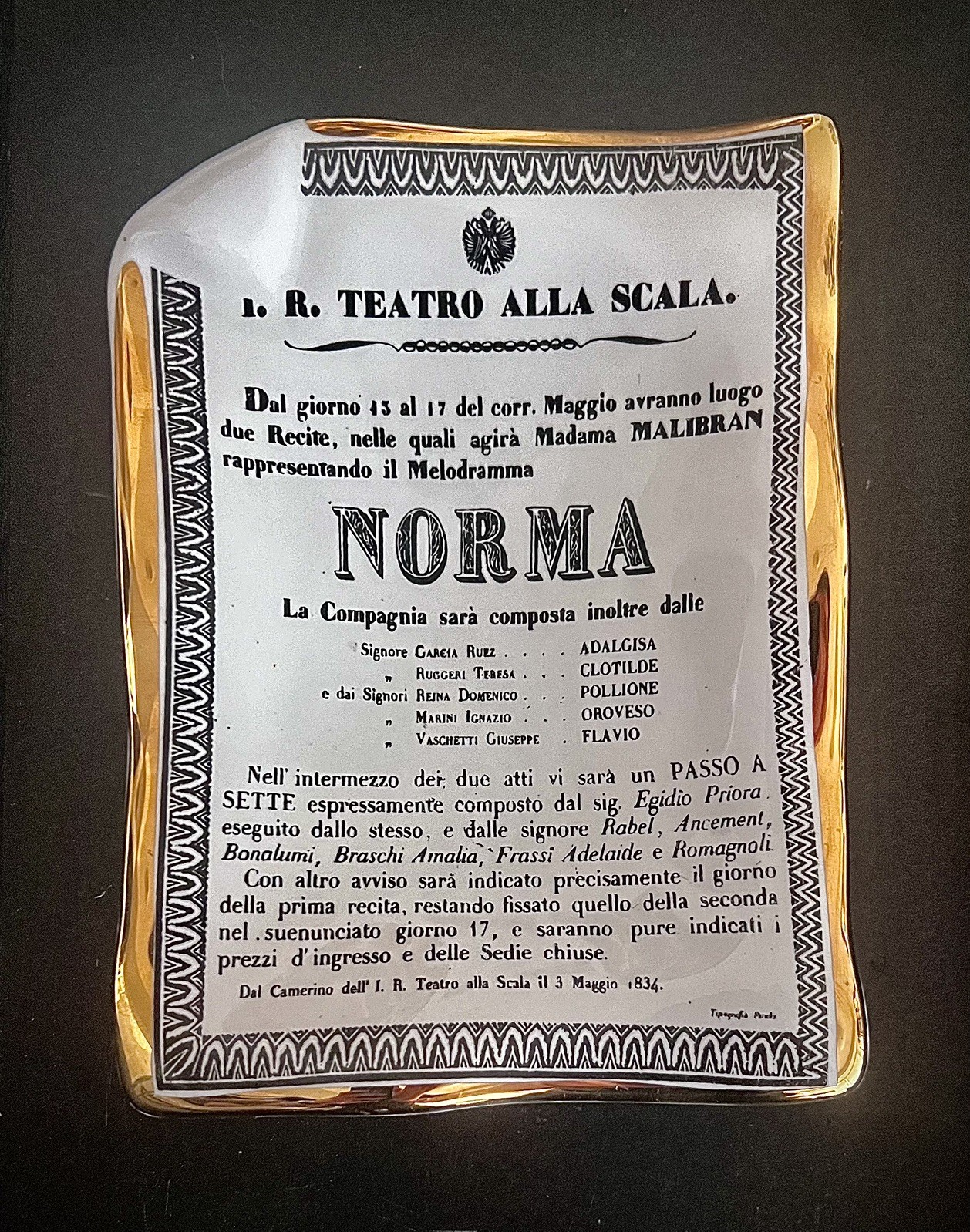 Vintage Fornasetti Milano Teatro alla Scala "Norma" Porcelain Tray Vintage Fornasetti Milano Teatro alla Scala "Norma" Porcelain Tray