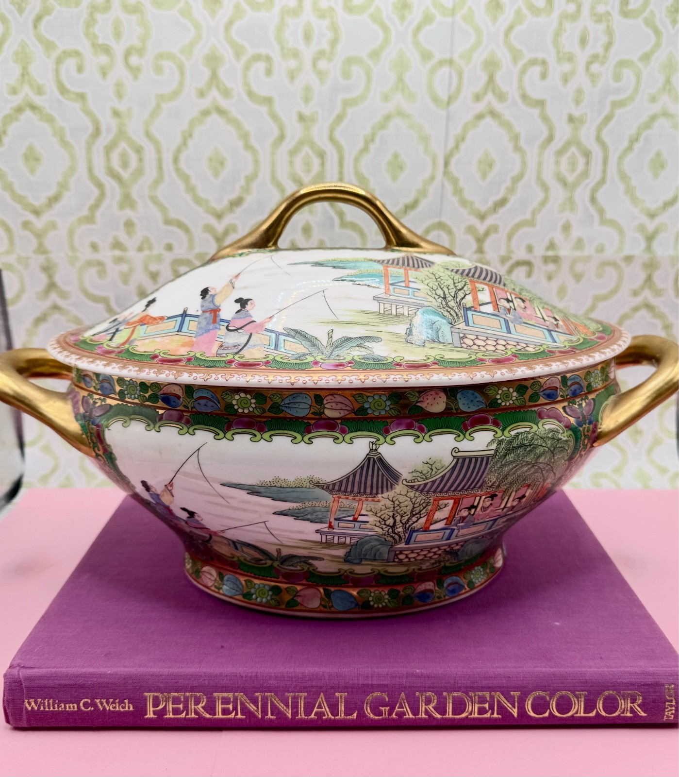 Vintage Chinese Famille Rose Mandarin Soup Tureen