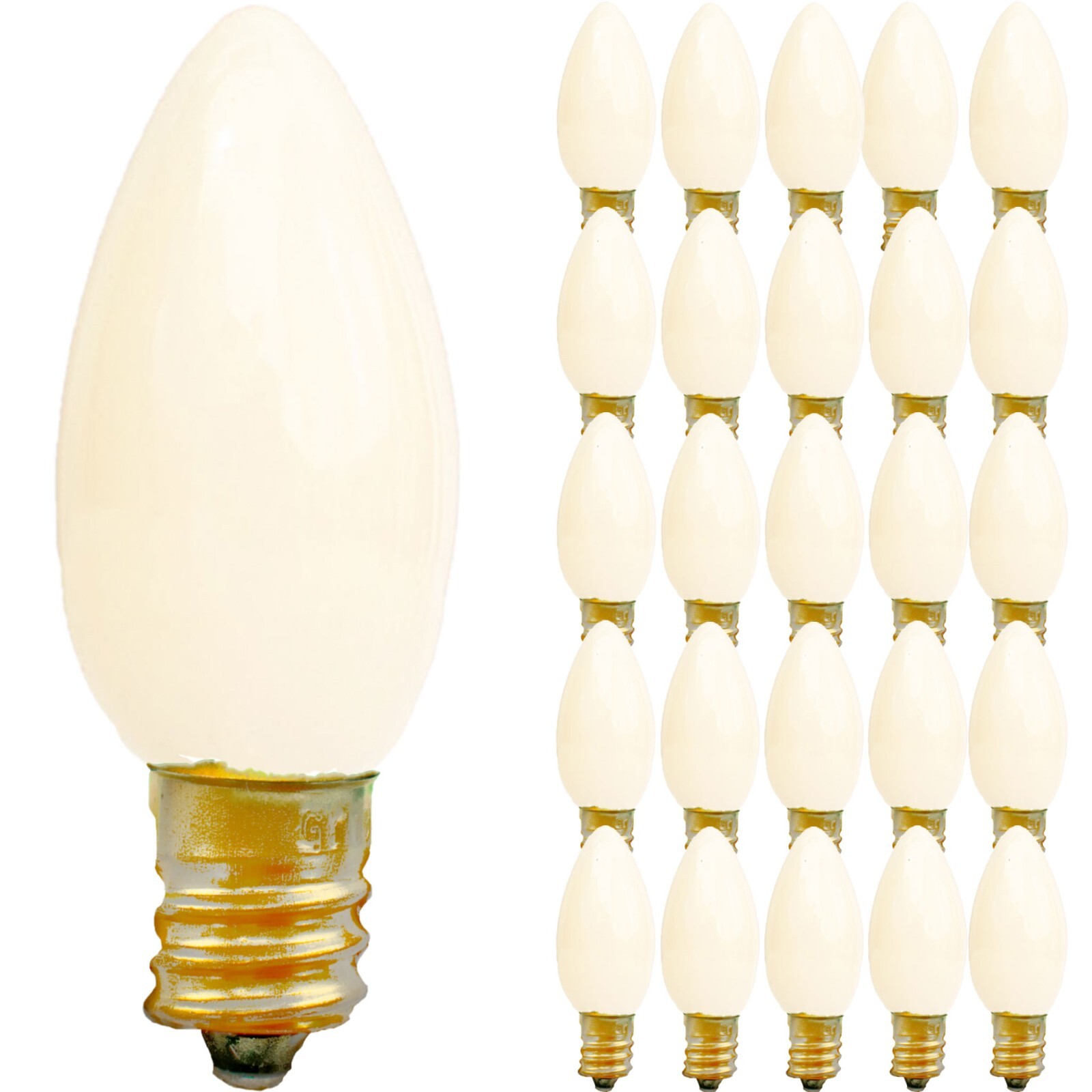 C-7 WHITE TWINKLE LIGHT BULBS BRAND NEW C7 E12 FLASHING CHRISTMAS LIGHTS