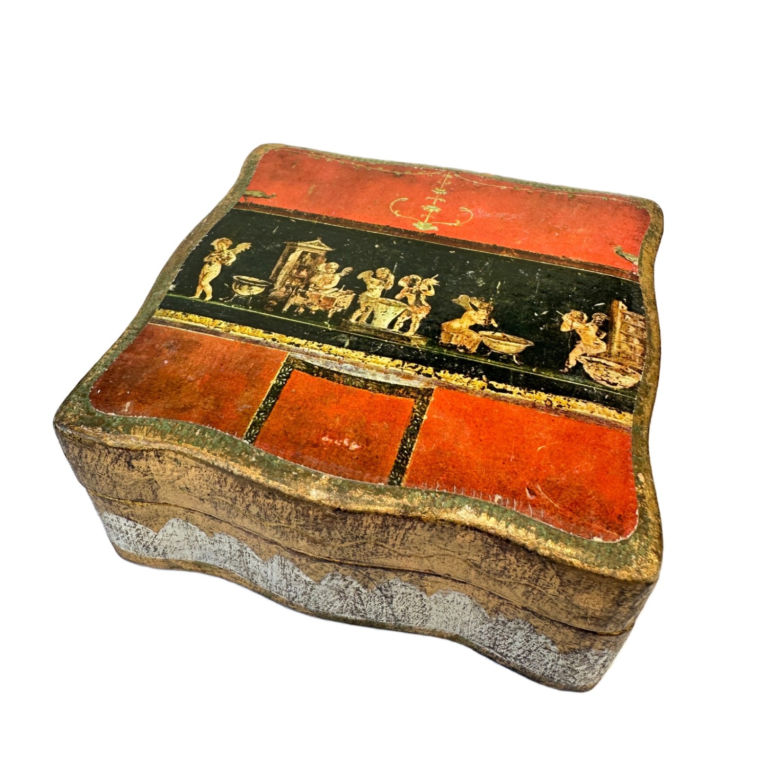 Beautiful Vintage Italian Florentine Giltwood Trinket Box – Pompeian Fresco Beautiful Vintage Italian Florentine Giltwood Trinket Box – Pompeian Fresco