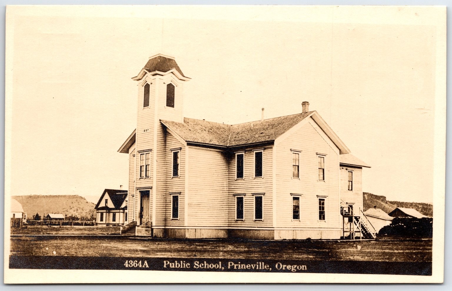 RPPC Prineville Oregon Public School 1907 Bell Tower Postmarked 1911 RPPC Prineville Oregon Public School 1907 Bell Tower Postmarked 1911