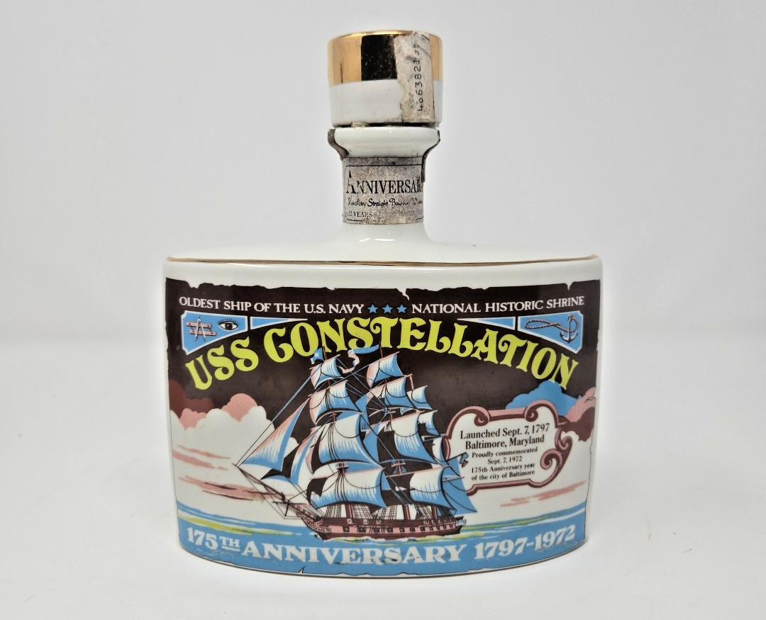 USS Constellation US Navy 175th Anniversary Whiskey Bottle Marita Spirits, empty USS Constellation US Navy 175th Anniversary Whiskey Bottle Marita Spirits, empty
