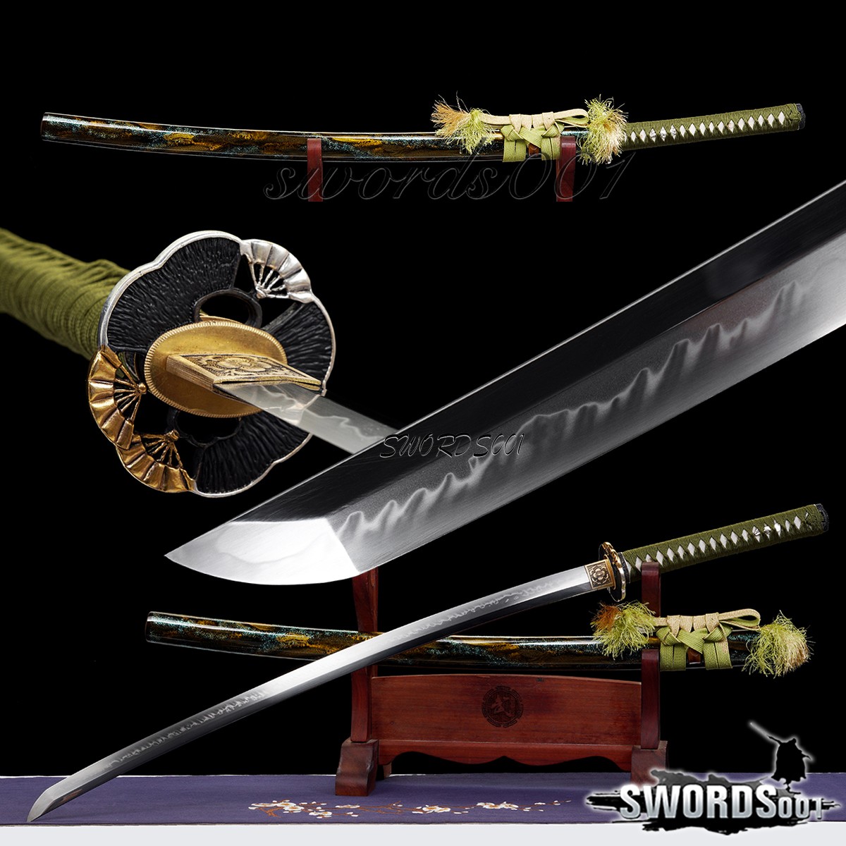 Gorgeous Hamon Clay Tempered Japanese Katana Chinese Fan Style Samurai Sword Gorgeous Hamon Clay Tempered Japanese Katana Chinese Fan Style Samurai Sword