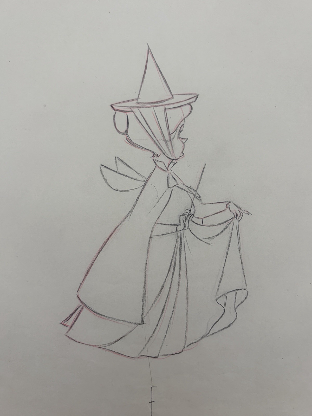 Sleeping Beauty Fauna Fairy  Production Drawing Disney Cel Original 1959