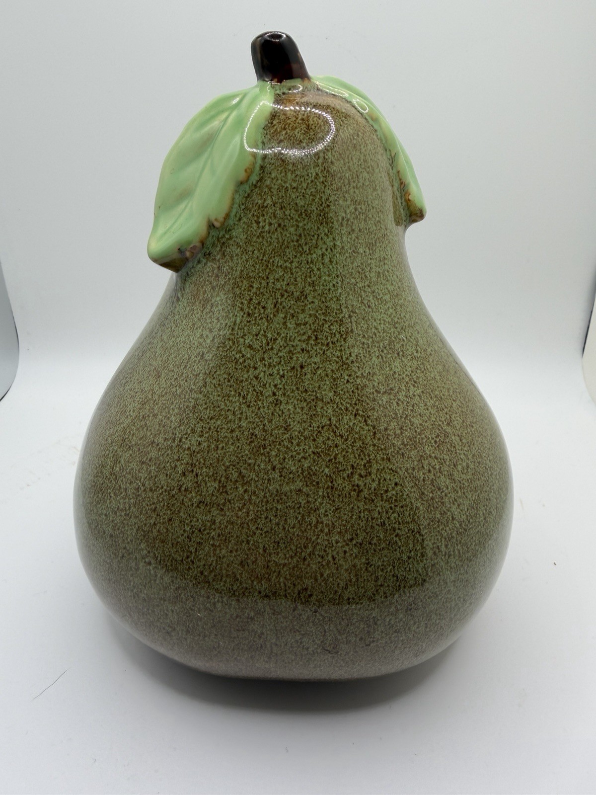 Kitchen Home Decor Green Glazed Ceramic Pear Vintage Inspired 