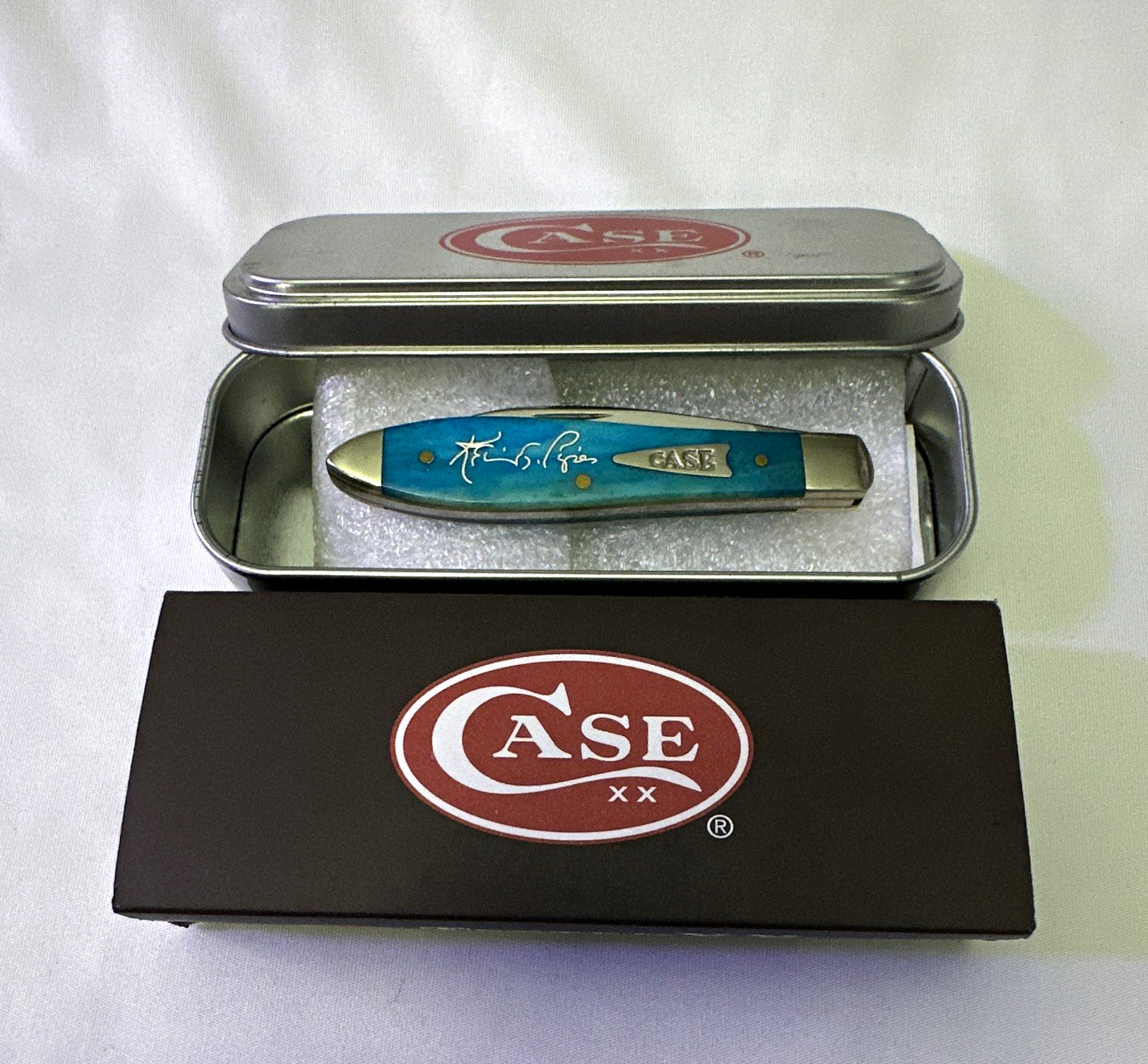 Case XX President’s Knife TB61028W SS Teardrop Blue Bone 1-Blade 0/19 2016