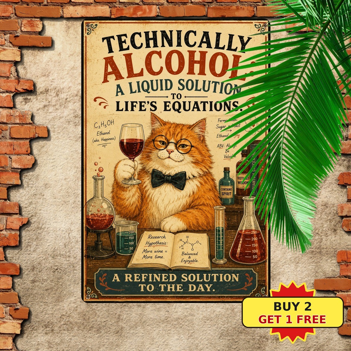 Technically Alcohol Is A Solution Funny Science Cat Bar Metal Tin Sign Plaque Technically Alcohol Is A Solution Funny Science Cat Bar Metal Tin Sign Plaque