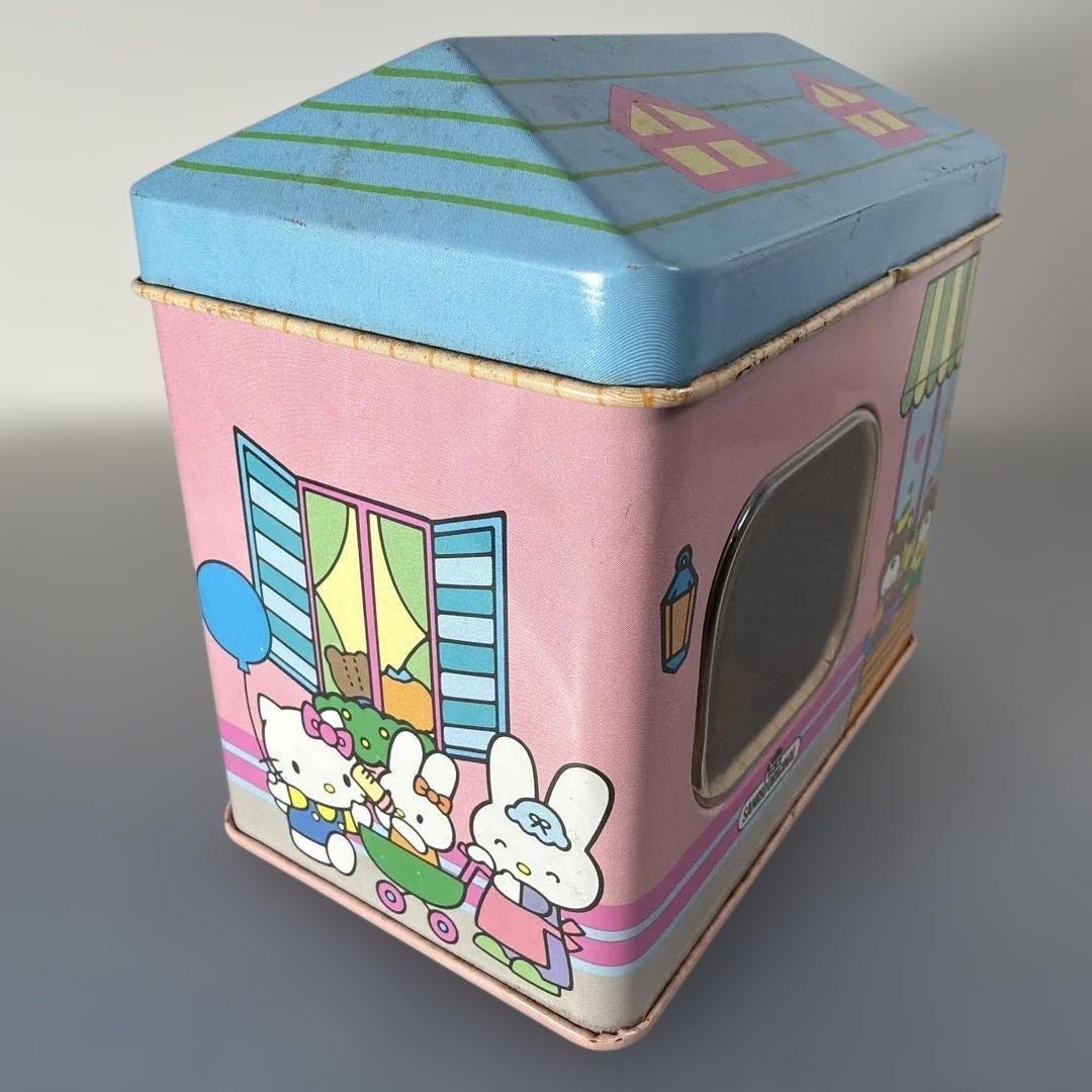 Sanrio Hello Kitty Vintage 1988 House Shaped Tin Storage Box Container Rust Sanrio Hello Kitty Vintage 1988 House Shaped Tin Storage Box Container Rust