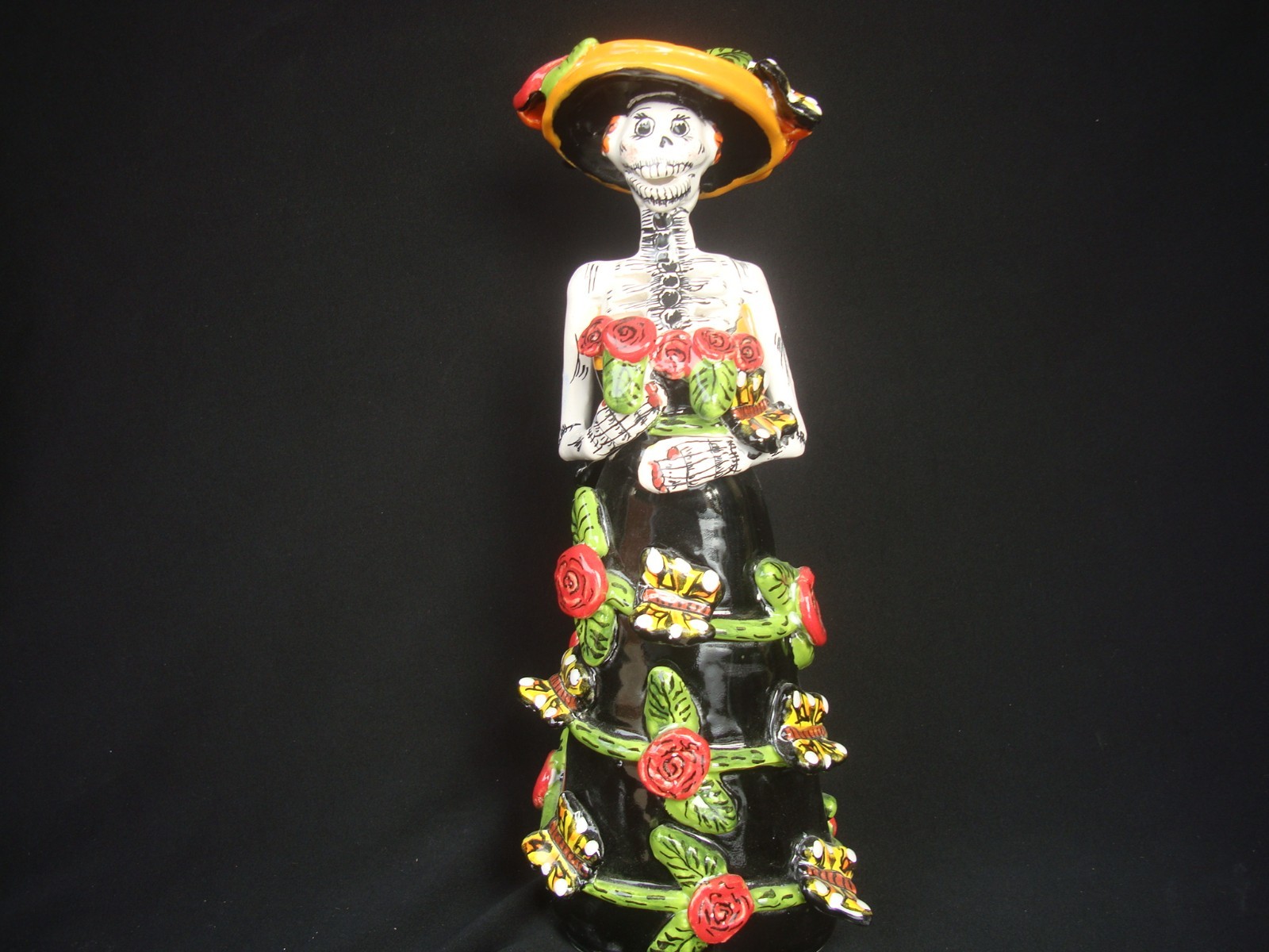 Talavera, Catrina w/ Roses and Butterflies DoD by Mexican Artist Gerardo Garcia Talavera, Catrina w/ Roses and Butterflies DoD by Mexican Artist Gerardo Garcia