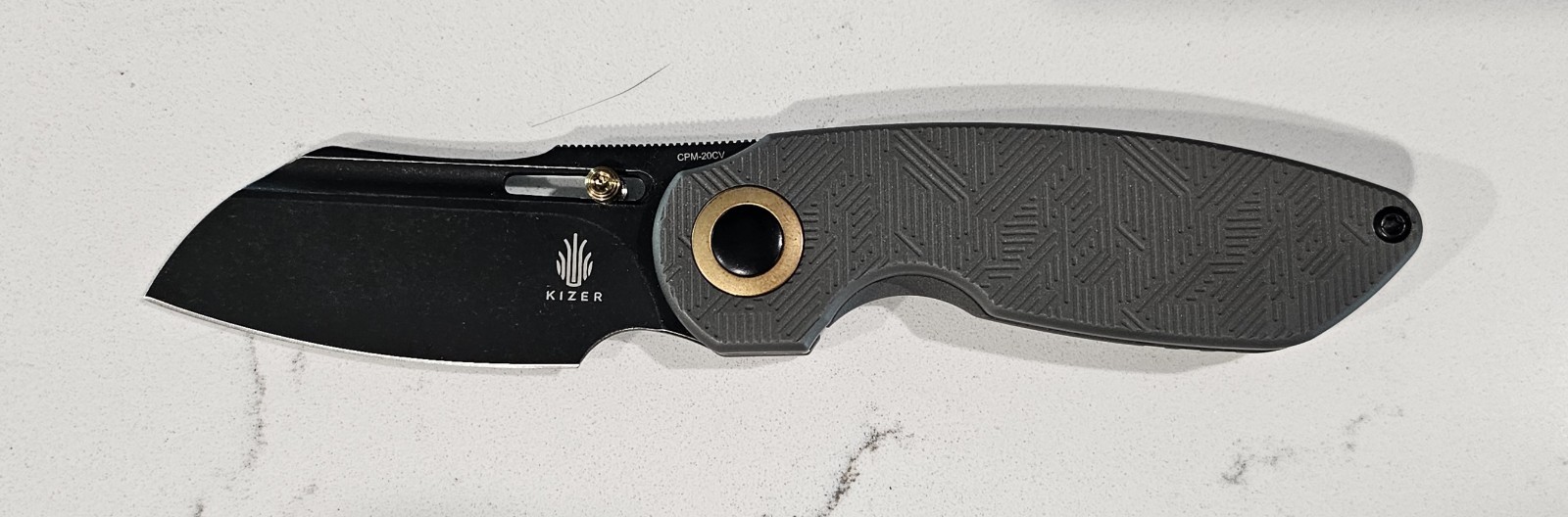 Kizer October Milled Titanium Handle 20CV Steel Blade Thumb Stud Mod Kizer October Milled Titanium Handle 20CV Steel Blade Thumb Stud Mod
