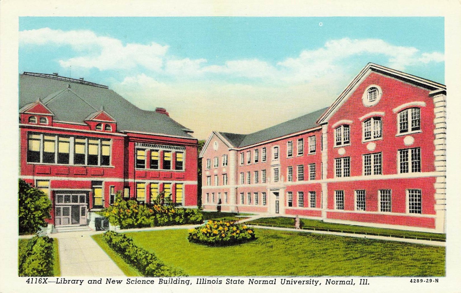 Illinois State Normal University Library & New Science Bldg Normal IL Postcard Illinois State Normal University Library & New Science Bldg Normal IL Postcard