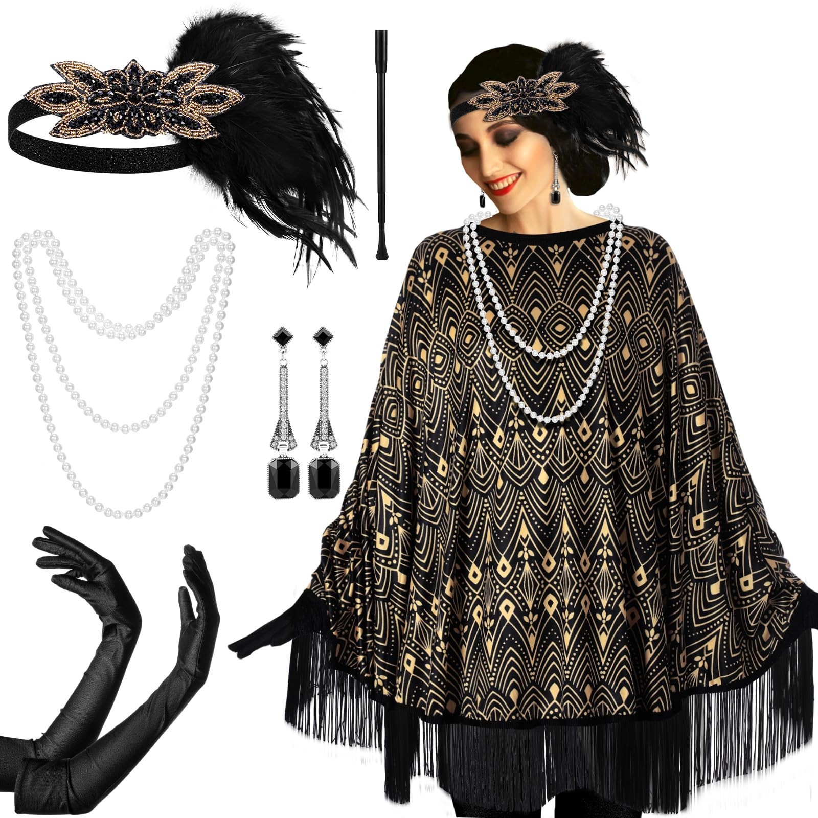 1920s Flapper Costume for Women Black Fashion 1920s Flapper Costume for Women Black Fashion