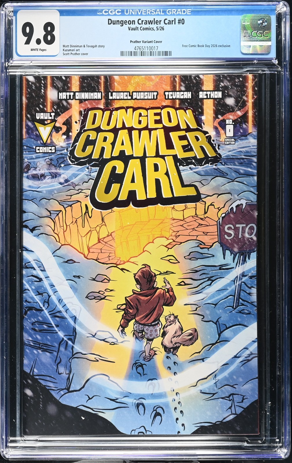 Dungeon Crawler Carl #0 FCBD Scott Prather Variant CGC 9.8 Vault 2026 Dungeon Crawler Carl #0 FCBD Scott Prather Variant CGC 9.8 Vault 2026