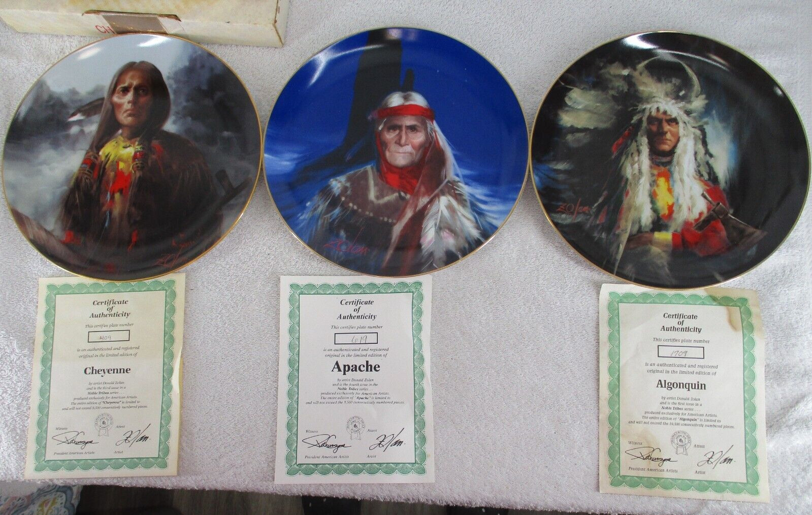 Native American Collectors Plate Noble Tribes Collection RARE Set 3 Donald Zolan Native American Collectors Plate Noble Tribes Collection RARE Set 3 Donald Zolan