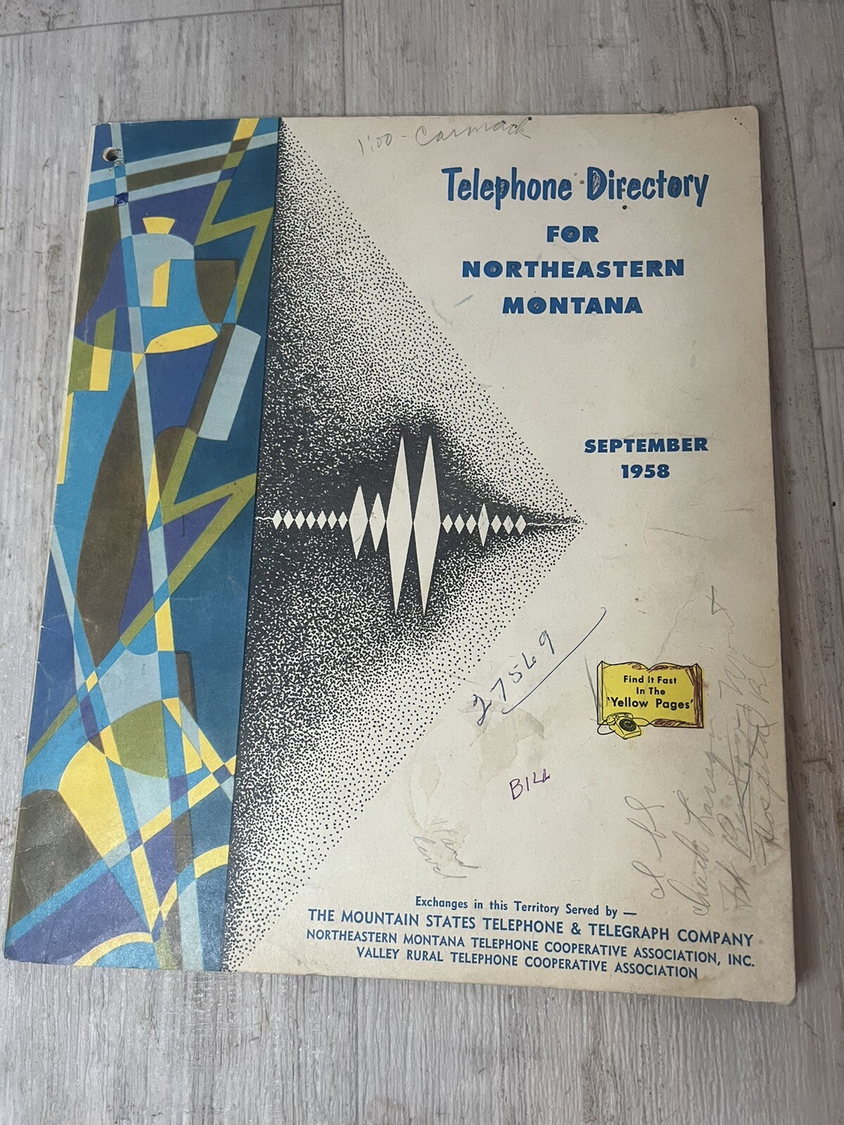 Vintage 1958 Northeastern Glasgow Scobey Froid Montana Phone Book Directory