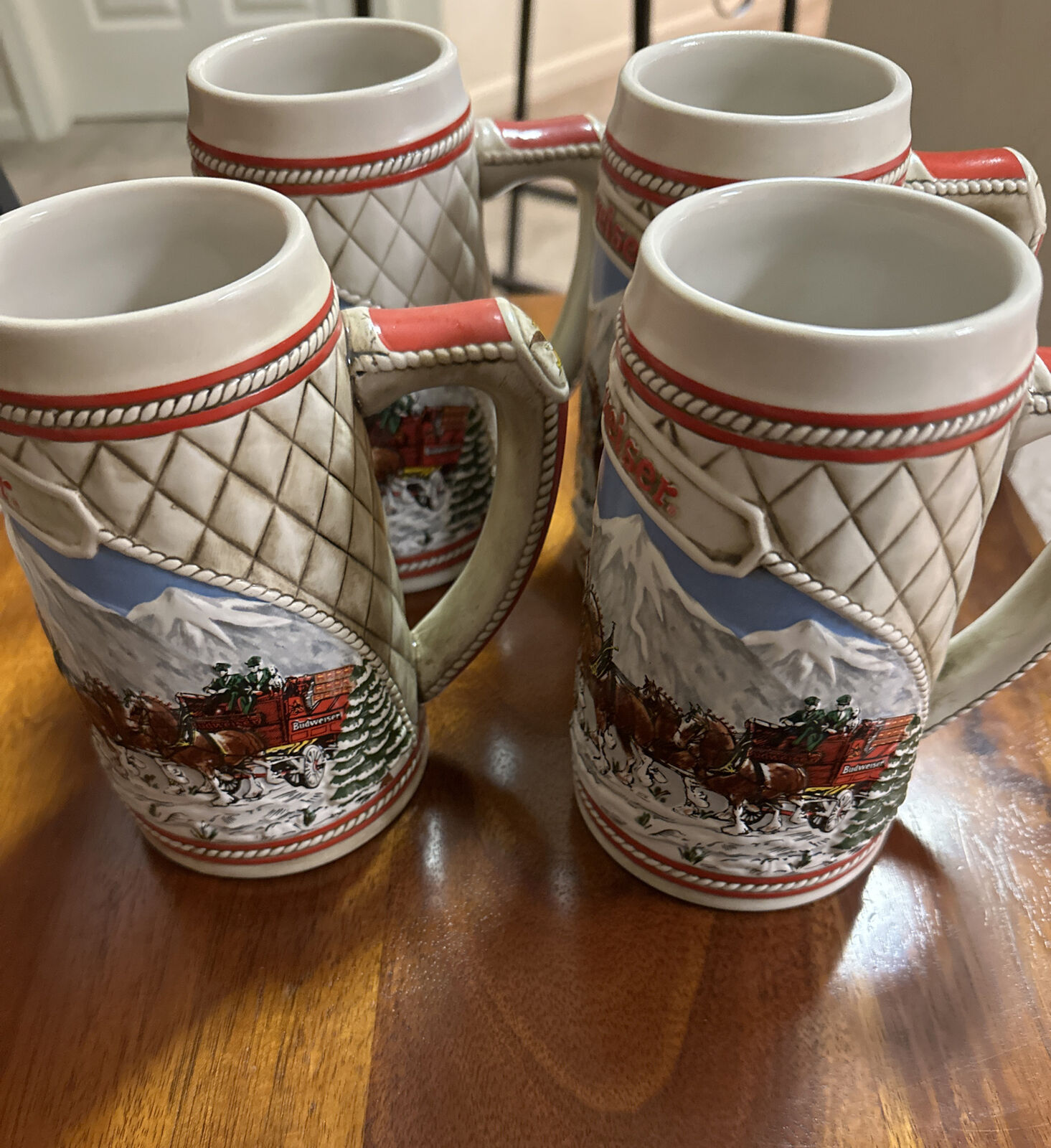 4 x Budweiser “1985” Vintage Holiday Stein Beer Mug - A Series Limited Edition