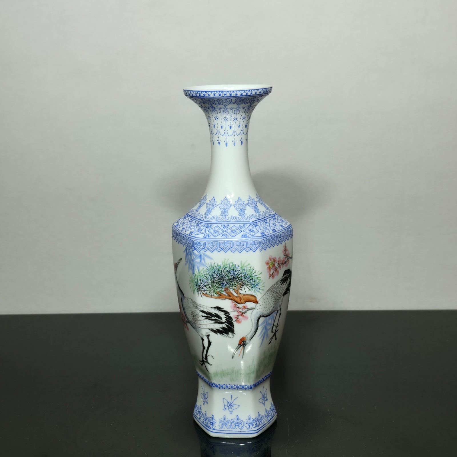 Vintage Chinese Jingdezhen Porcelain Vase Cranes Pine Blossoms Vintage Chinese Jingdezhen Porcelain Vase Cranes Pine Blossoms