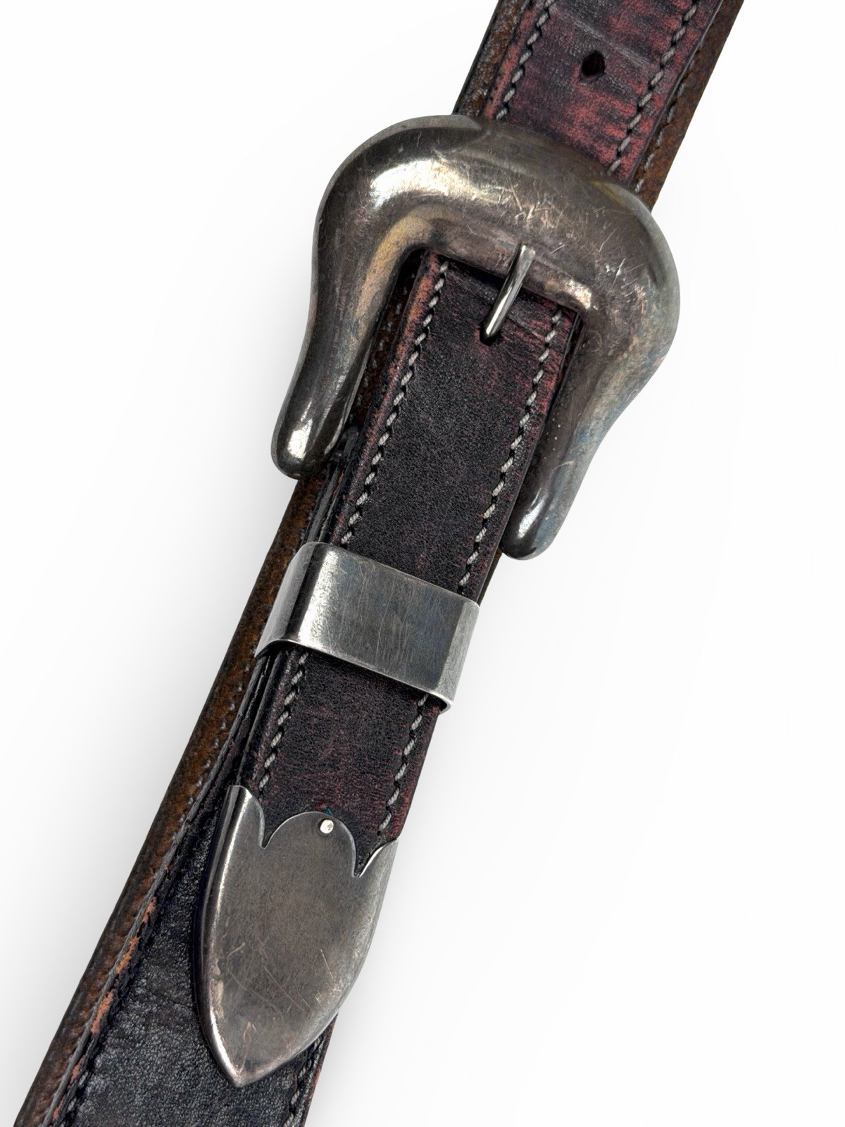Vtg VOGT Sterling Silver Old Western 3 Pc Ranger Belt Set Complete (32-36)