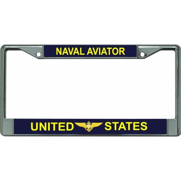 usn naval aviator navy wings military logo chrome license plate frame usa made